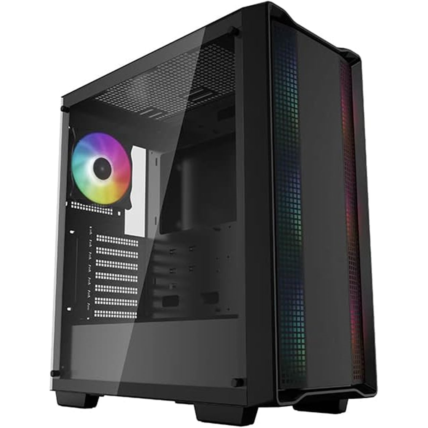 DeepCool CC560 ARGB Case, Gaming, Black, Mid Tower, 1 x USB 3.0 / 1 x USB 2.0, Tempered Glass Side Window Panel, Abundant Airflow Performance, Addressable RGB LED Fans, ATX, Micro ATX, Mini-ITX