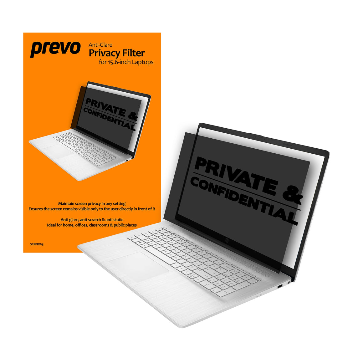 prevo 15.6 Inch Anti-Glare Laptop Privacy Screen Filter, Anti-Peep, Anti-Static, Blackout