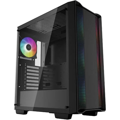 DeepCool CC560 ARGB Case, Gaming, Black, Mid Tower, 1 x USB 3.0 / 1 x USB 2.0, Tempered Glass Side Window Panel, Abundant Airflow Performance, Addressable RGB LED Fans, ATX, Micro ATX, Mini-ITX