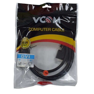 VCOM DVI-D (M) to DVI-D (M) 1.8m Black Retail Packaged Display Cable