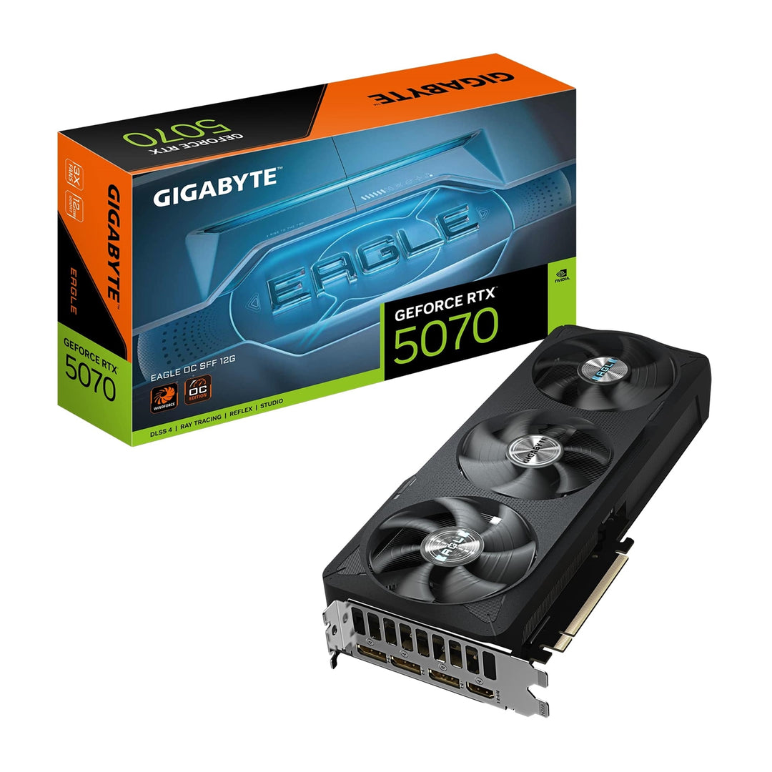 Gigabyte NVIDIA GeForce RTX 5070 EAGLE OC SFF 12G Graphics Card, 12GB GDDR7, 6144 CUDA Cores, 2587 MHz Core Clock, Triple Fan, 3x DisplayPorts / 1x HDMI Port