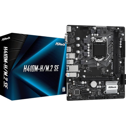 ASRock H410M-H/M.2 SE Super Alloy Intel 1200 Socket Motherboard, Micro-ATX, 2x DDR4 Slots, 1x M.2 Socket, GbE LAN, 1x D-Sub / 1x Display Port / 1x HDMI