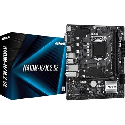 ASRock H410M-H/M.2 SE Super Alloy Intel 1200 Socket Motherboard, Micro-ATX, 2x DDR4 Slots, 1x M.2 Socket, GbE LAN, 1x D-Sub / 1x Display Port / 1x HDMI