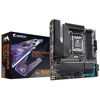 Gigabyte B650M GAMING X AX AMD AM5 Socket Motherboard, Micro-ATX, 4x DDR5 Slots, 2x M.2 Sockets, 2x USB-C Port, Fitted I/O Shield, 2.5GbE LAN, Wi-Fi 6E, 1x DisplayPort / 1x HDMI Port