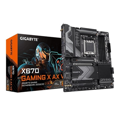 Gigabyte X670 GAMING X AX V2 AMD AM5 Socket Motherboard, ATX, 4x DDR5 Slots, 4x M.2 Sockets, 2x USB-C Port, Fitted I/O Shield, 2.5GbE LAN, Wi-Fi 6E, 1x HDMI Port