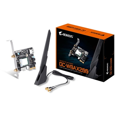 Gigabyte GC-WBAX200 Intel WiFi 6 AX200 2400Mbps Dual Band Wireless PCI-Express Card and Bluetooth 5.1 c/w AORUS Antenna