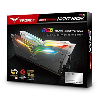 Team T-Force Night Hawk Gen 2 16GB (2 x 8GB) Black Heatsink with RGB LEDs 3200MHz DDR4 DIMM System Memory